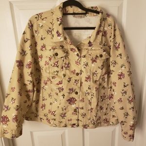 NWOT Woman Within Floral Stretch Denim Jacket 30W